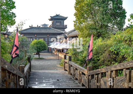 Chibi, Hubei/ CHINA - OCT 25, 2018:The ancient battle field of The red cliff,  It’s one of scene in the Chinese  movies “ The Red Cliff” . inside the  Stock Photo