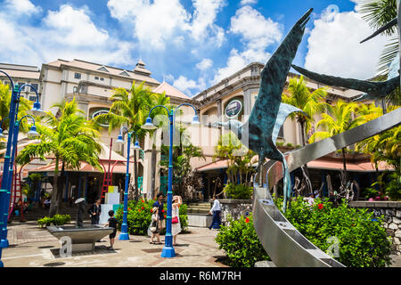 Port Louis, Mauritius - February 12, 2018 - Caudan Waterfront, main shopping district of the capital city Stock Photo