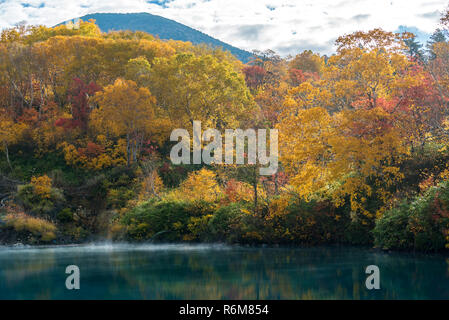 Autumn Onsen Lake Aomori Japan Stock Photo