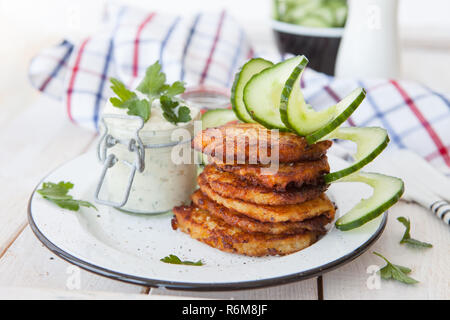 fresh potato pancakes with cottage cheese Stock Photo