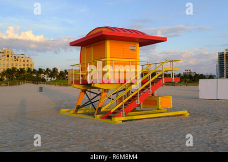 Life Guard stand on South Beach, Miami Beach, Florida Stock Photo