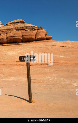 trail sign with inscription  Stock Photo