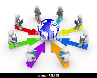 People connected to the internet Stock Photo