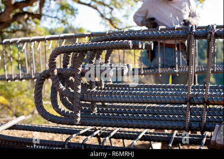 building rebar grade beams Stock Photo