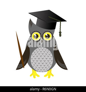 Cute Owl Bird with Graduation Cap Stock Photo