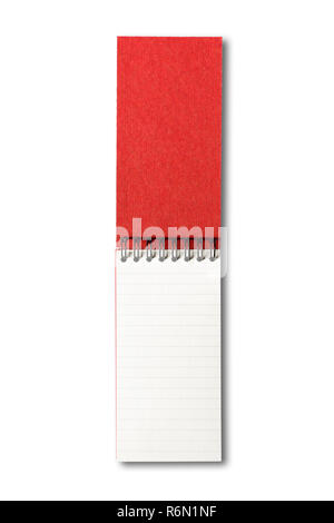Blank open spiral notebook isolated on dark grey Stock Photo