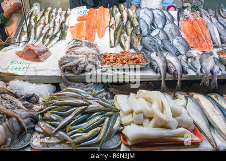 fresh fish and seafood at a market in santiago de chile Stock Photo