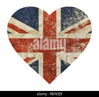 Heart shaped grunge vintage UK Great Britain flag Stock Photo