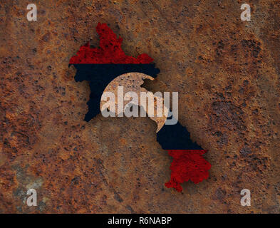 Map of Laos on rusty metal Stock Photo - Alamy