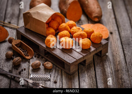 Thai fried sweet potato balls Stock Photo