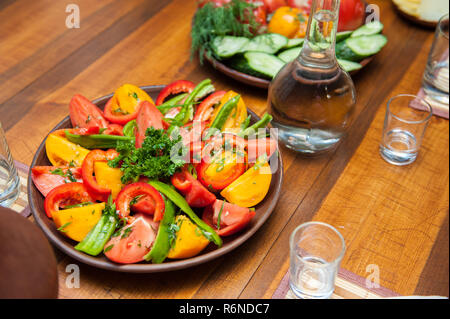 Multi-colored fresh cutted vegetables Stock Photo