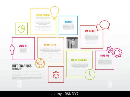 Vector Infographic report template made from lines and squares Stock Vector