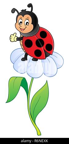 Happy ladybug on flower image 1 Stock Photo