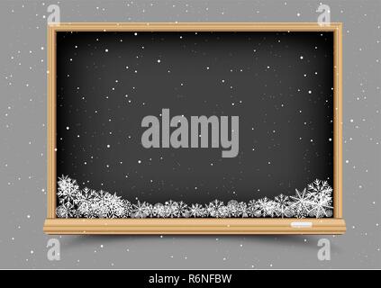 blackboard and winter snow Stock Vector