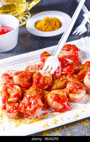 curry bockwurst with beer Stock Photo