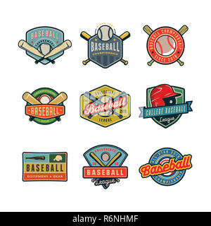 set of vintage baseball logos. vector illustration Stock Vector Art ...