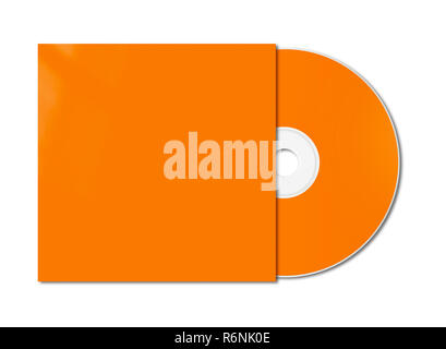 Orange CD - DVD mockup template isolated on white Stock Photo