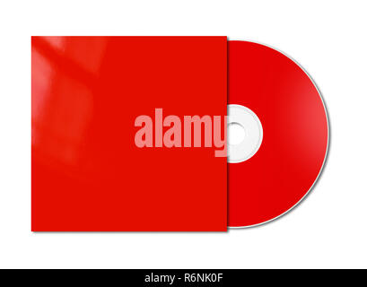 Red CD - DVD mockup template isolated on white Stock Photo