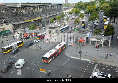 08.09.2014, Berlin, Germany, Europe - An elevated view of the Bahnhof Zoo railway station at Hardenbergplatz square in Berlin-Charlottenburg. Stock Photo