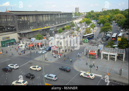 08.09.2014, Berlin, Germany, Europe - An elevated view of the Bahnhof Zoo railway station at Hardenbergplatz square in Berlin-Charlottenburg. Stock Photo