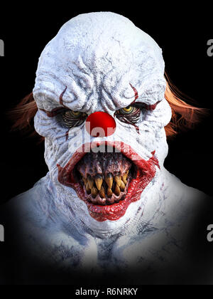 3D rendering of an evil looking clown. Stock Photo