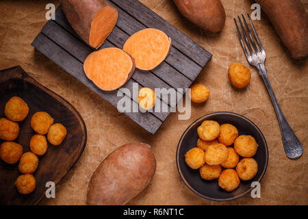 Thai fried sweet potato balls Stock Photo