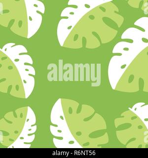 Banner, poster with palm leaves, jungle leaf. Beautiful vector tropical summer background. Stock Vector