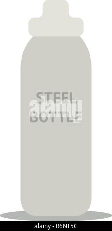 Durable, high quality reusable stainless steel bottle as alternative to plastic bottles. Concept zero waste, illustration Stock Vector