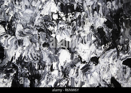 Black brush strokes on a wall, detail of art and painting Stock Photo