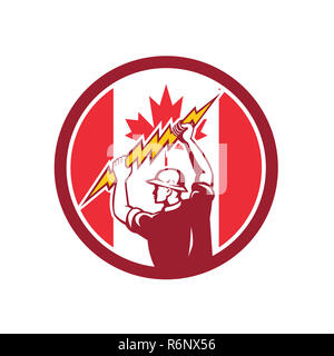 Canadian Electrician Lighting Bolt Canada Flag Icon Stock Photo