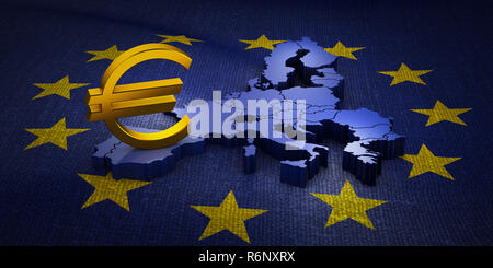 sign  Euro on the  map Stock Photo