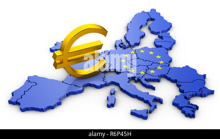euro sign on map Stock Photo