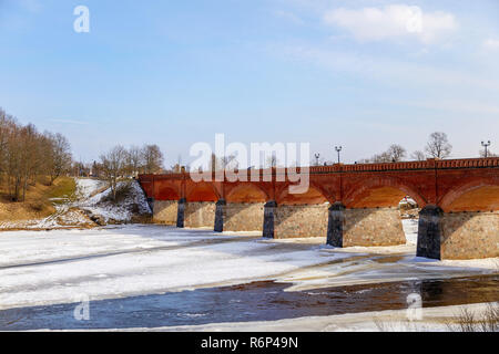 The first spring thawed patches on the river Stock Photo