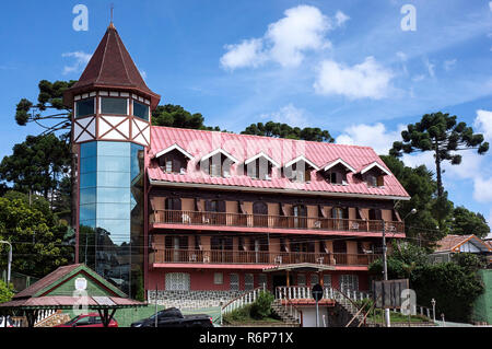 mirrored tower building campos do Jordao city Brazil architecture Stock Photo