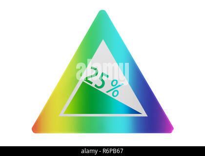 Traffic sign isolated - Grade, slope 25% - Rainbow colored Stock Photo