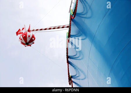 Newly built vessel during launching of the shipyard in Japan Stock Photo