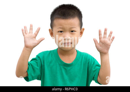 Asian child showing number ten Stock Photo