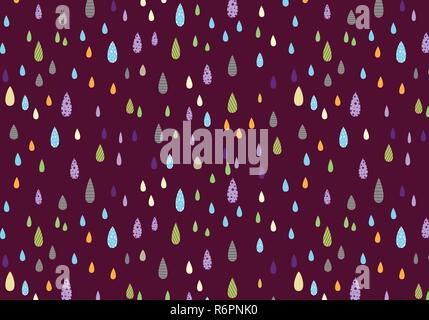 Rain in colors vector pattern on a dark red background Stock Vector