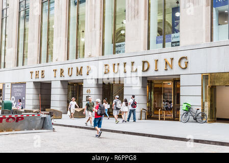 New York City, USA - June 24, 2018: The Trump Building in 40 Wall Street. It is  71-story neo-gothic skyscraper in Financial District of New York Stock Photo