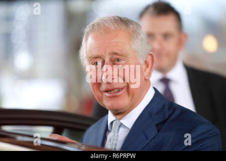 The Prince of Wales, patron of the British Film Institute (BFI), visits BFI Southbank to view a collection of Victorian films from the BFI National Archive, meet BFI Film Academy students and view the newly developed BFI Riverfront, in London. Stock Photo