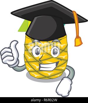 Graduation Pineapple juice in glassware on mascot Stock Vector