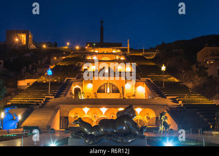 Yerevan Cascade at dawn, Armenia, Middle East, Asia Stock Photo