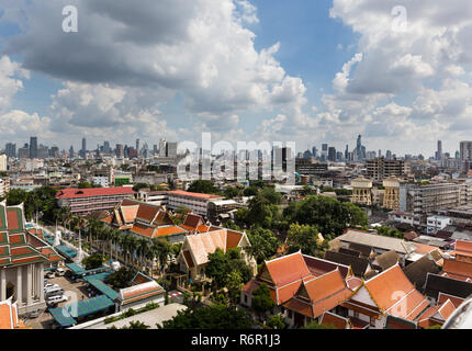 Panoramic view looking southeast from Golden Mount, skyline, Bangkok, Thailand Stock Photo