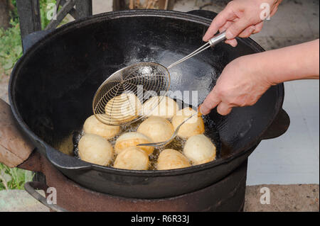 Preparation of the local tandyr bread, Kazakh ethnographical village Aul Gunny, Talgar city, Almaty, Kazakhstan, Central Asia Stock Photo