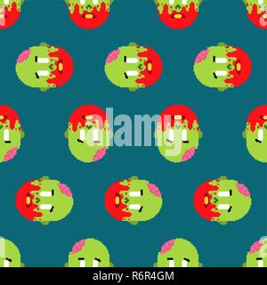 Zombie pixel art pattern seamless. zombies head and brain background ...