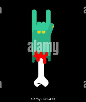 Zombie rock hand isolated. Zombies rock and roll fingers sign. Flesh and body   Stock Vector