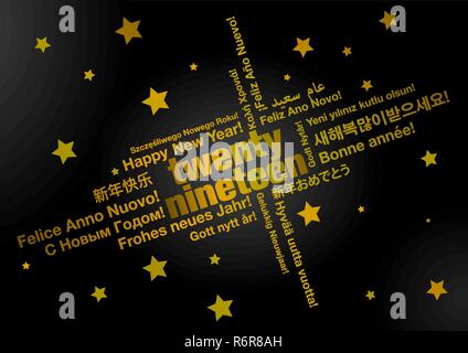 Happy New Year 2019 in different languages Stock Vector