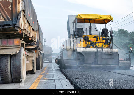 asphalt road under reconstruction Stock Photo