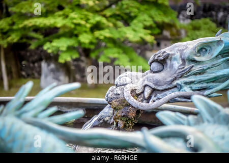 Traditional japanese dragon fountain, Nikko, Japan Stock Photo