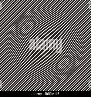 Halftone bloat effect optical illusion. Abstract geometric background design. Vector seamless black and white pattern. Stock Photo